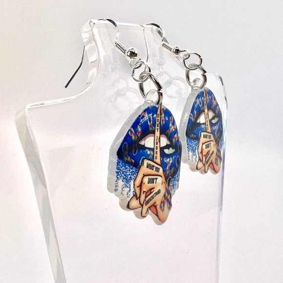 Autism Awareness Earrings - Puzzle Earrings - Dont Judge Me Earrings - Spectrum - Picture 3 of 9